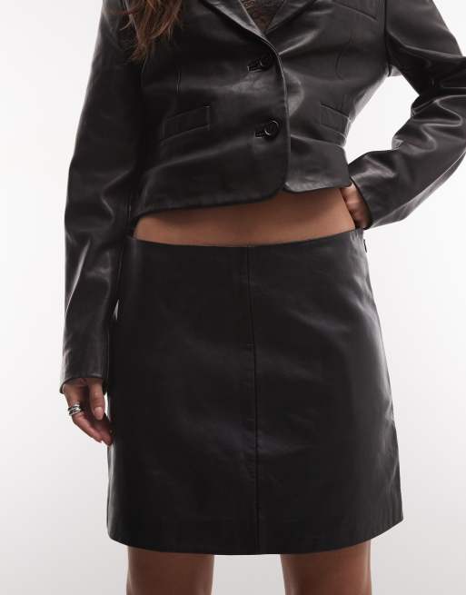 AllSaints Renai Leder-Minirock in Schwarz, 2 von 5