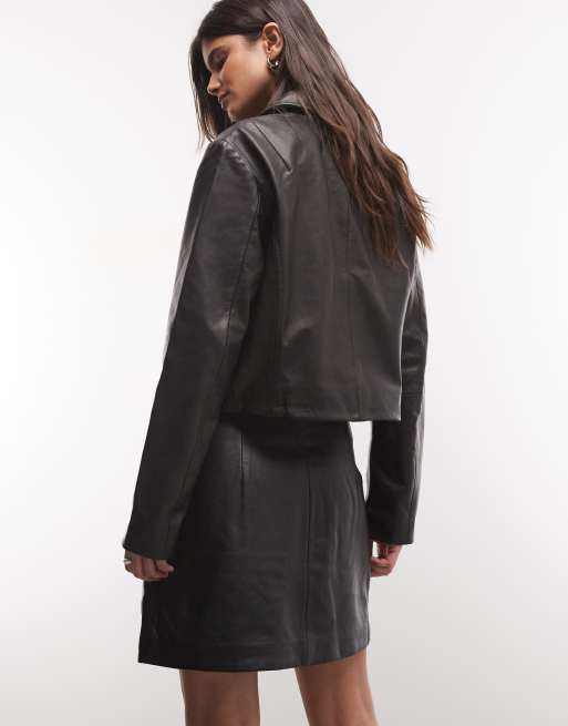 AllSaints Renai Leder-Minirock in Schwarz, 3 von 5