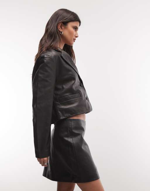 AllSaints Renai Leder-Minirock in Schwarz, 5 von 5