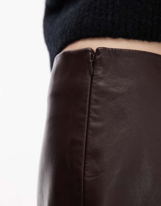 AllSaints - Renai - Minigonna in pelle bordeaux, 5 di 5