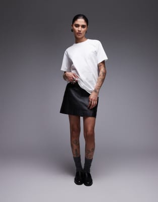 AllSaints - Renai - Minirock aus Leder in Schwarz
