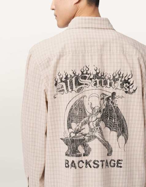 AllSaints - Repeater - Camisa marrón de manga larga de pana - view 1