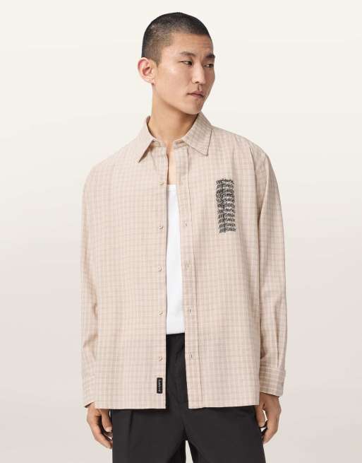 AllSaints – Repeater – Langärmliges Hemd aus Cord in Braun, 4 von 7