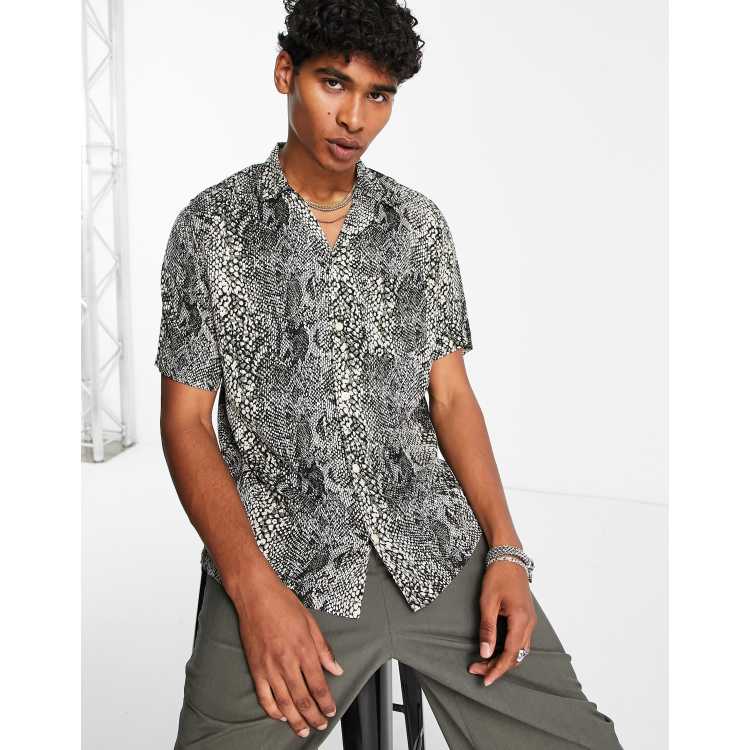 AllSaints Reptilia shirt in grey | ASOS