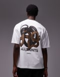 [AllSaints] AllSaints Reticulate back graphic t-shirt in white-Black S Chalk White