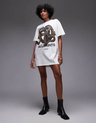 Allsaints Reticulate Graphic T-shirt Dress In Black