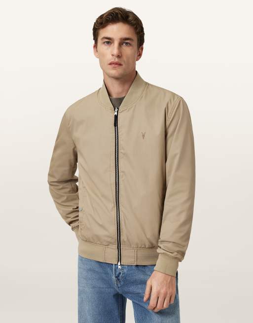 AllSaints – Rev Bassett – Bomberjacke in Azula Blau/Braun
