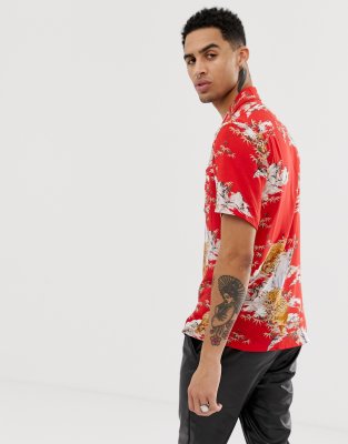 red tiger stripe shirt