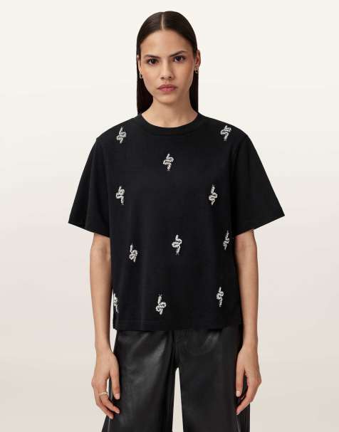 AllSaints – Rhea Lisa – T-Shirt in Schwarz - view 1
