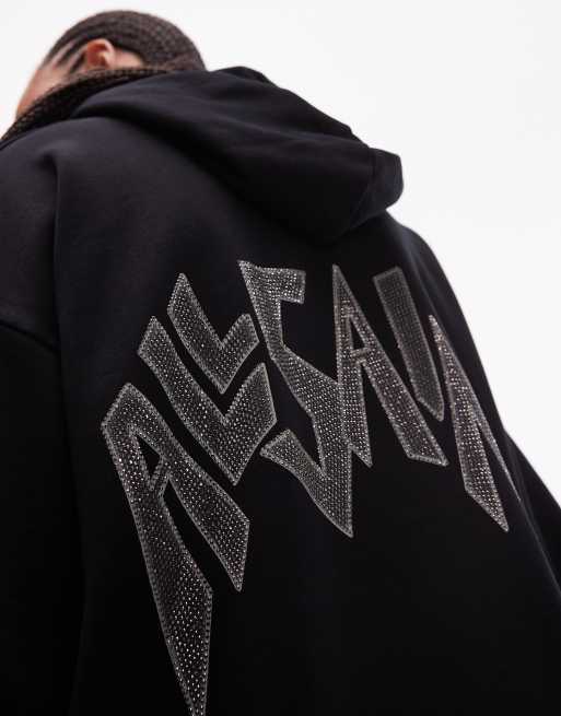 AllSaints - Rhian - Felpa nera decorata con paillettes e cappuccio, 2 di 4