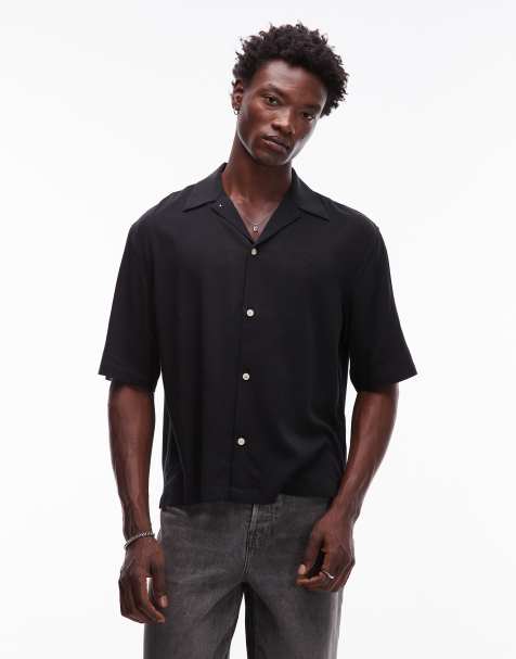Allsaints rialto short sleeve shirt in black