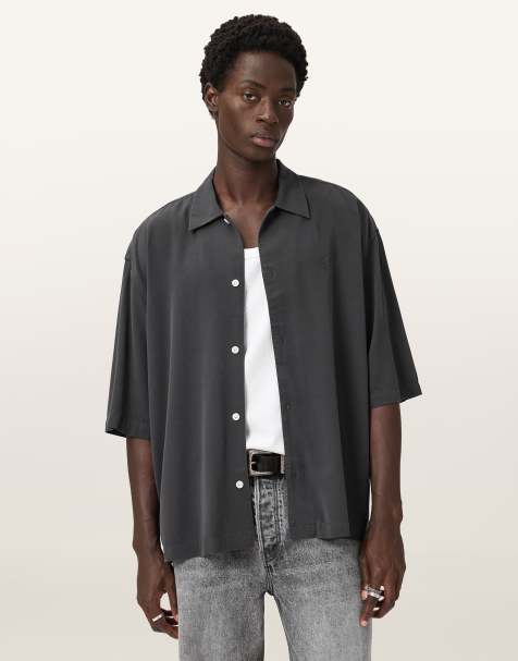 AllSaints – Rialto – Kurzärmliges Hemd in Felsengrau - view 1