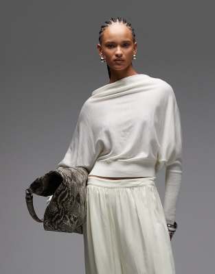 AllSaints - Ridley - Kürzerer Strickpullover aus Wolle in Weiß