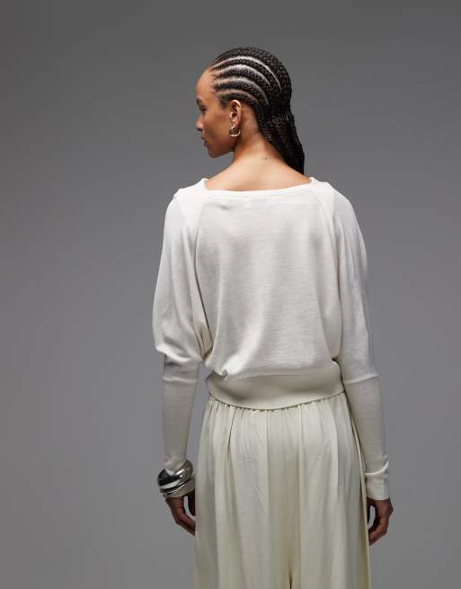 AllSaints - Ridley - Pull court en laine - Blanc, 4 de 4