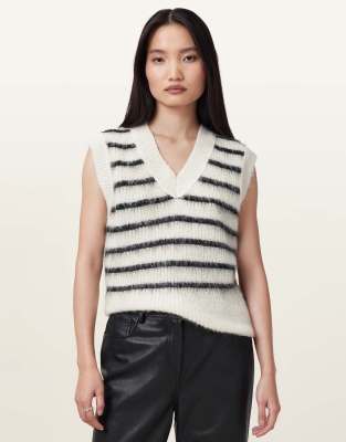 AllSaints - Riga - Tanktop in Kreideweiß/Schwarz-Bunt