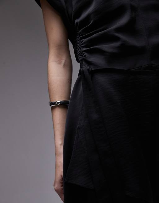 stella velour mini dress in black Rita Low V Mini Dress with Sleeves in Black, L main image 0