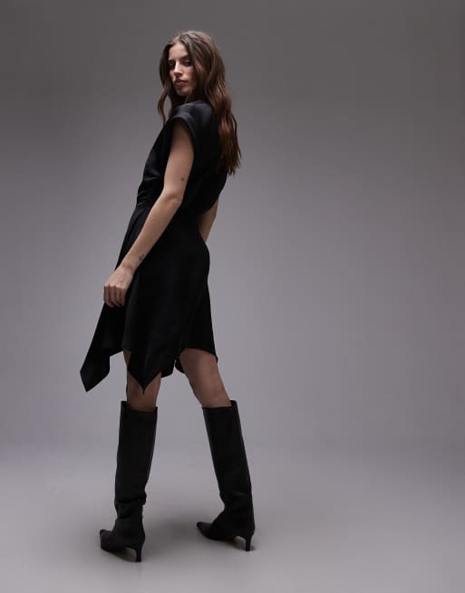 AllSaints Riko ruched mini dress in black | ASOS