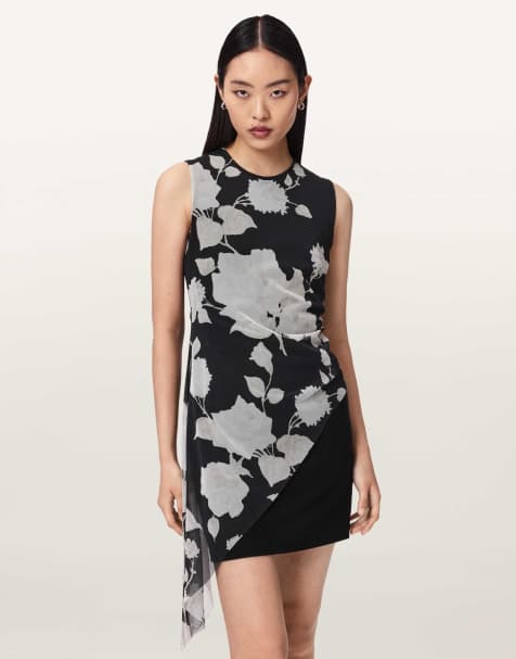 AllSaints - Riley - Mini jurk in 'fleurz' zwart - view 1