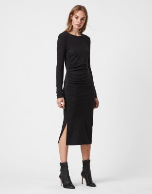 allsaints asos midi rina jersey dress sleeve sleeved