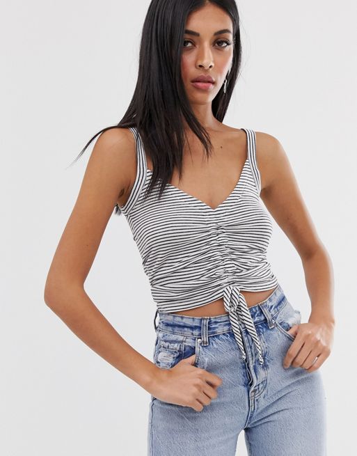 AllSaints rina stripe tank with ruched front | ASOS