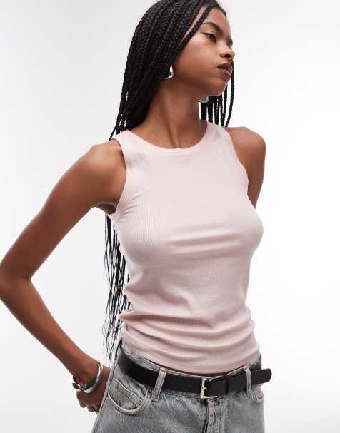 Allsaints rina tank in mauve chalk pink - view 1