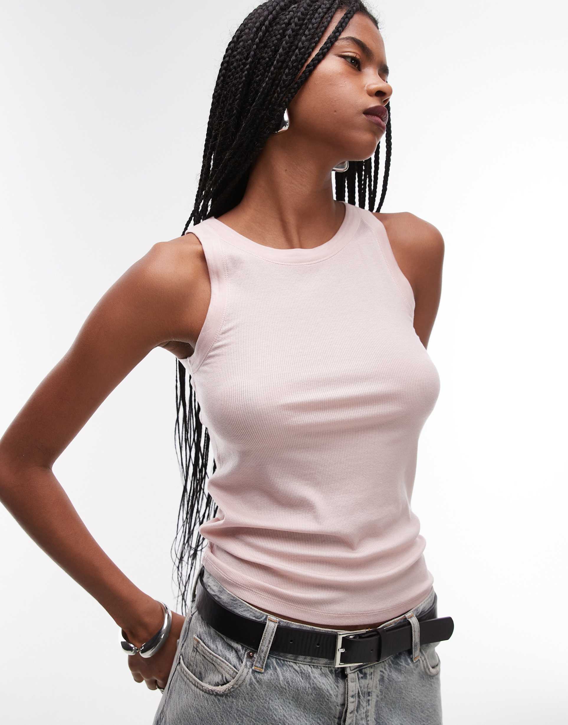 allsaints rina tank top in mauve chalk pink