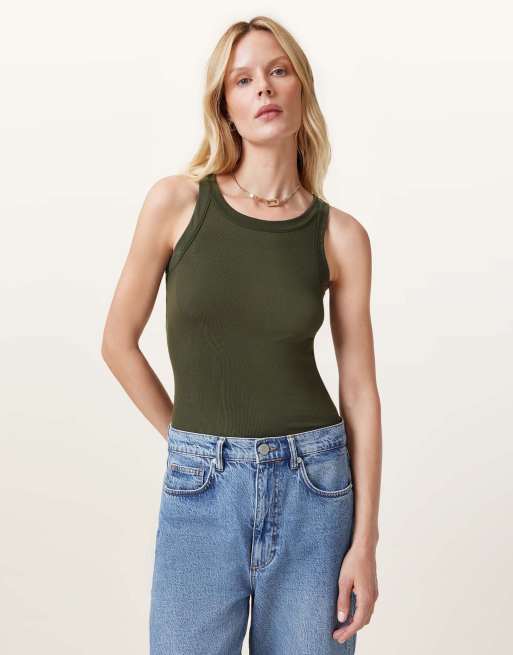 AllSaints – Rina – Tanktop in Unity-Grün