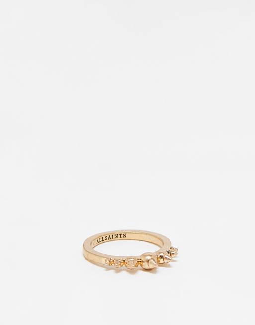 AllSaints - Ring met spikes en studs in warm messing