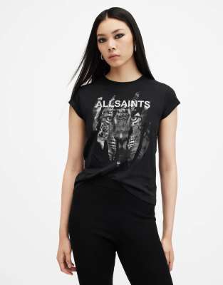 AllSaints - Riproar Anna - T-Shirt in Schwarz