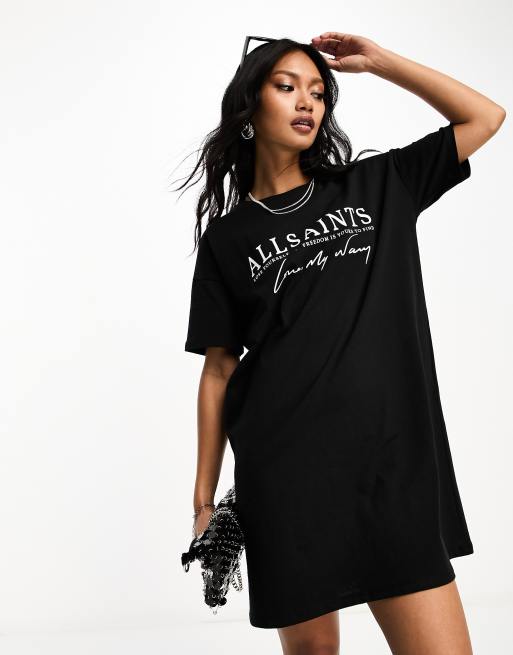 AllSaints - Rista - Sort T-shirt-minikjole