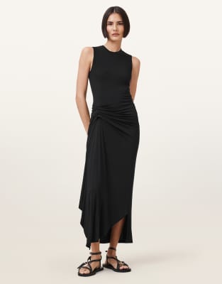 AllSaints - Rivi - Kurzärmliges Kleid in Schwarz