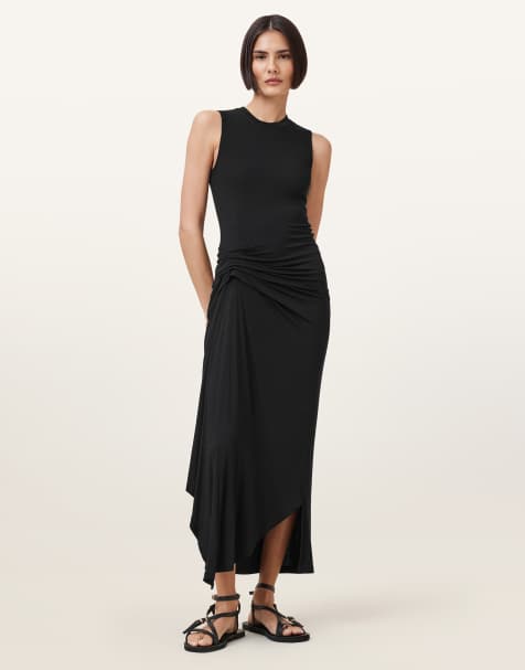 AllSaints – Rivi – Kurzärmliges Kleid in Schwarz - view 1