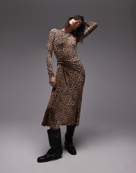 AllSaints Rivi leopard print maxi dress in multi - view 1