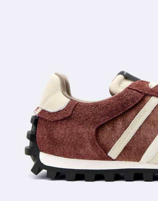 AllSaints Robin leather lace up sneakers in brown, 4 of 5