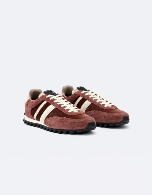 AllSaints Robin leather lace up trainers in brown, 3 of 5
