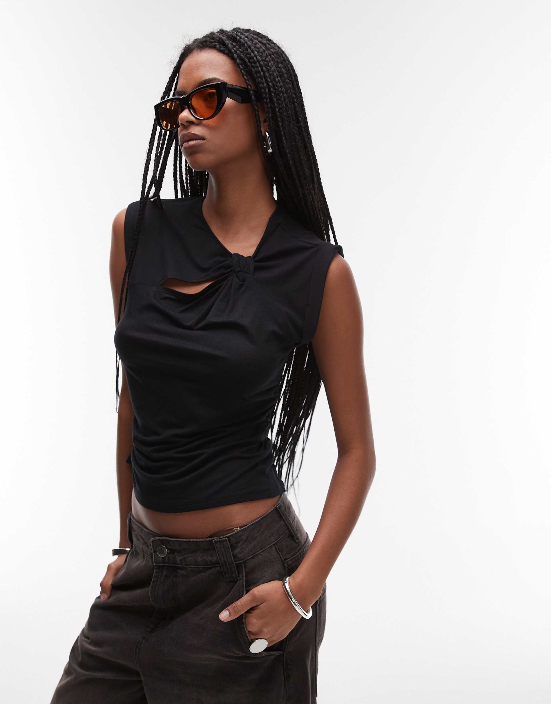 allsaints robin top in black