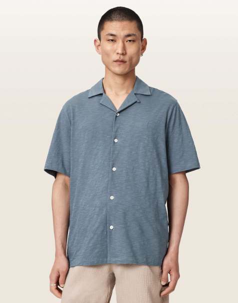 AllSaints - Robson - Overhemd met korte mouwen in blauw - view 1