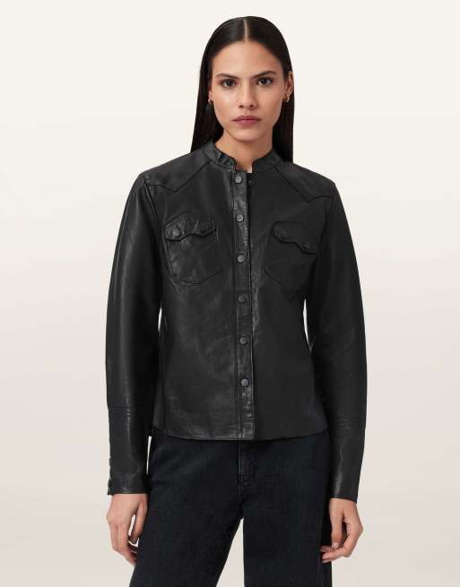 AllSaints – Rock – Hemdbluse in Schwarz