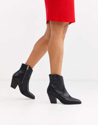 AllSaints Rolene leather western ankle boot-Black