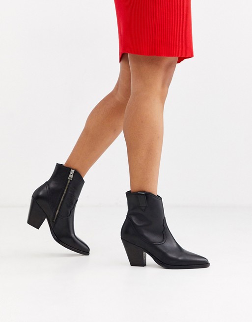 AllSaints Rolene leather western ankle boot