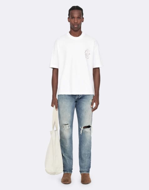AllSaints Roller Kurzarmshirt mit Rundhalsausschnitt in Optikweiß - view 1