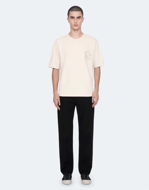 AllSaints Roller t-shirt à manches courtes col rond taupe et blanc, 2 de 7