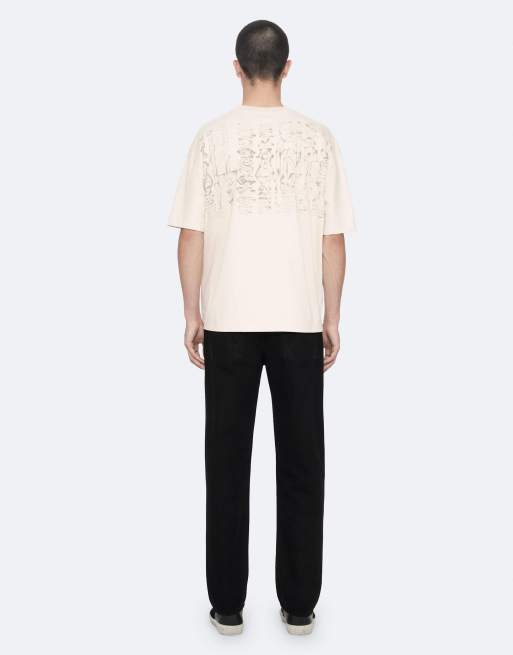 AllSaints Roller t-shirt à manches courtes col rond taupe et blanc, 4 de 7