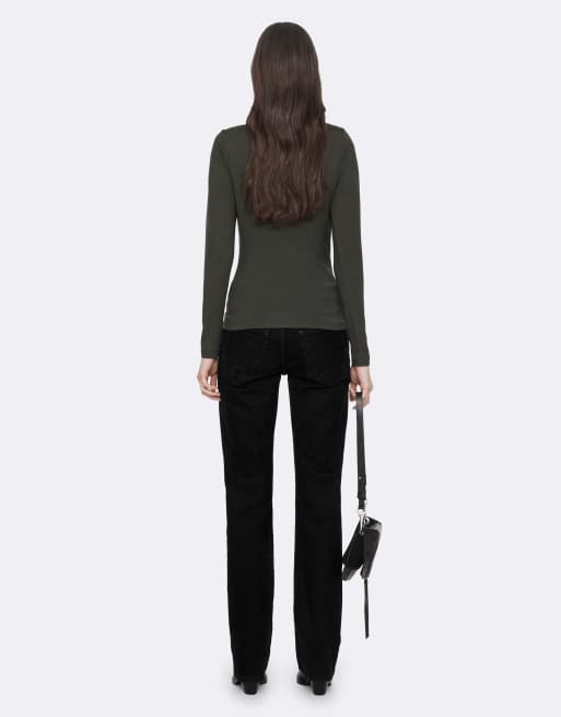 AllSaints Romi top in olijfgroen en zwart, 4 van 7