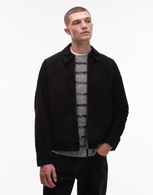 AllSaints – Rone – Jacke aus Wildleder in Schwarz