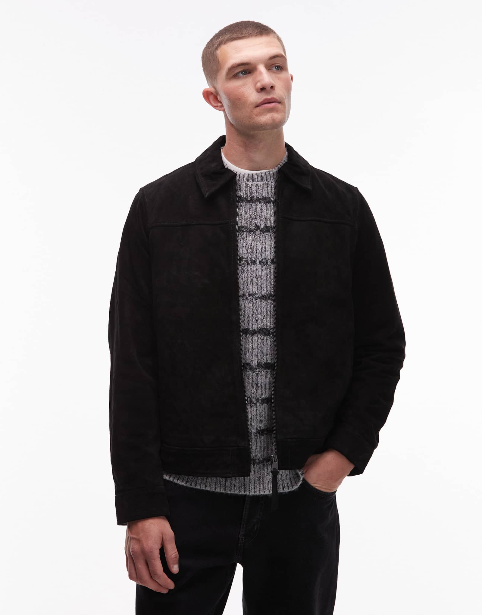 Кожаная замшевая куртка AllSaints Rone черного цвета