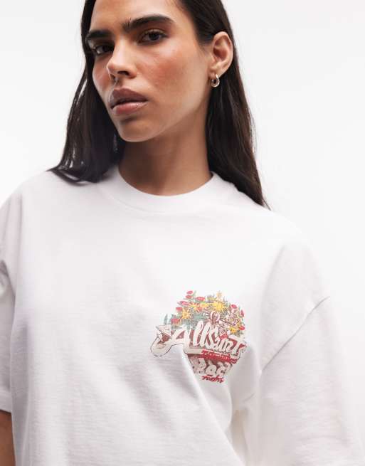 AllSaints - Roque Etta - T-shirt à manches courtes avec logo graphique et imprimé au dos - Blanc, 4 de 4