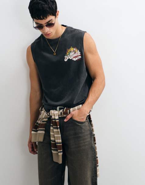AllSaints Roque graphic sleeveless singlet top with back print in black - view 1