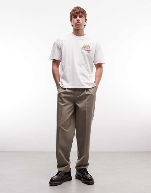 AllSaints Roque short sleeve graphic logo t-shirt with back print in off white, 3 of 5