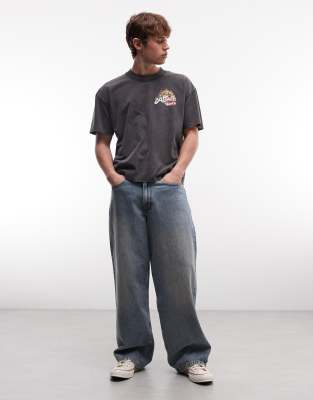 AllSaints Roque short sleeve graphic logo T-shirt with back print in washed black washed black 20890₽